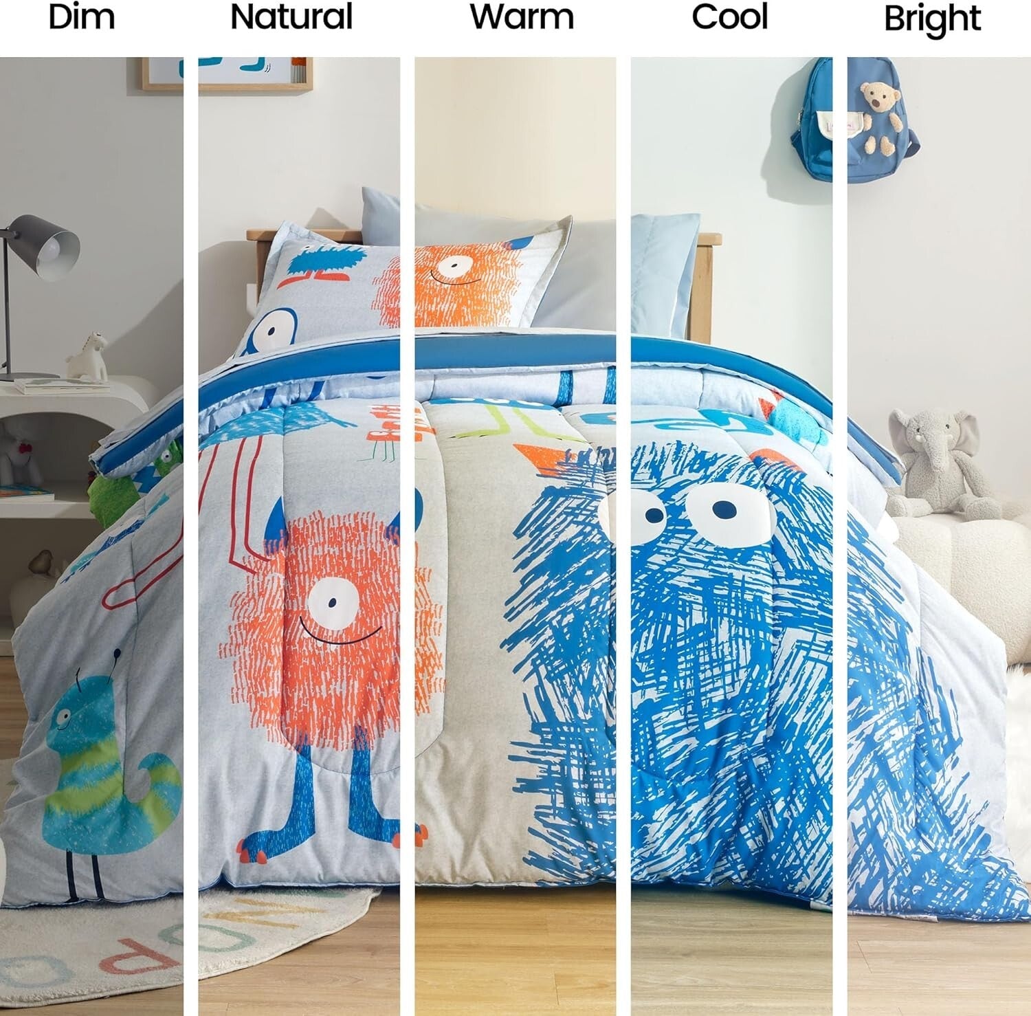 Cloud-Fluffy Kids Bedding Comforter Set - Full/Queen Multi-Piece with Monsters