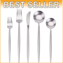 Load image into Gallery viewer, High Quality, 20-Piece Matte Silver Cutlery Set - Perfect for Celebrations