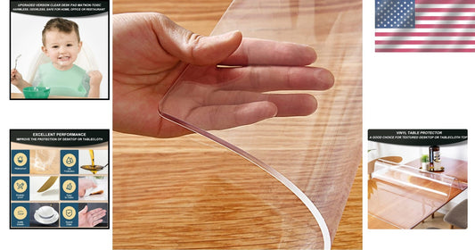 Heavy-Duty Waterproof Table Cover Protector - 1.5mm Thick Clear Vinyl