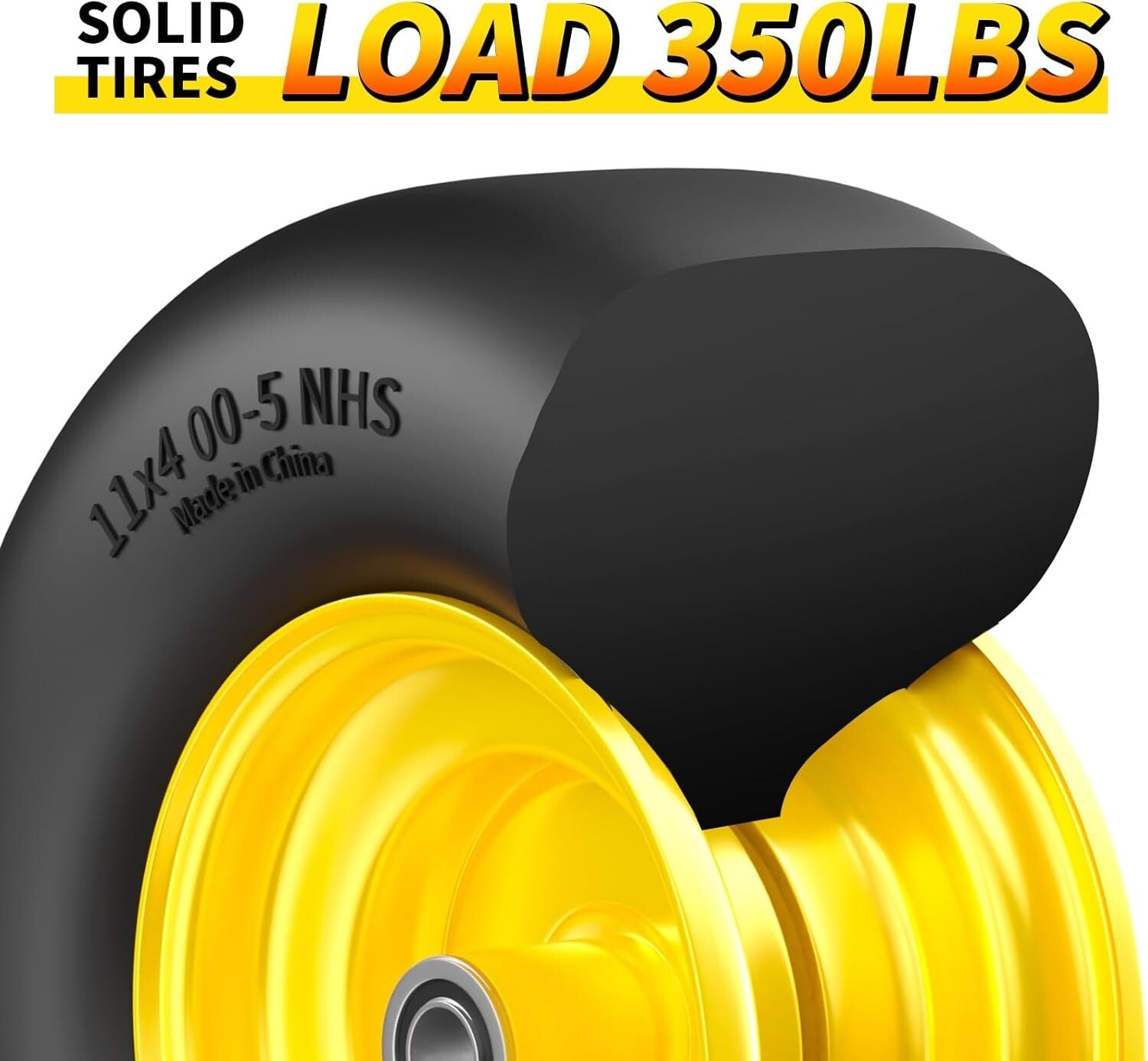 11x4-5 Solid Mower Tires with Superior Traction - Perfect for Zero-Turn Models