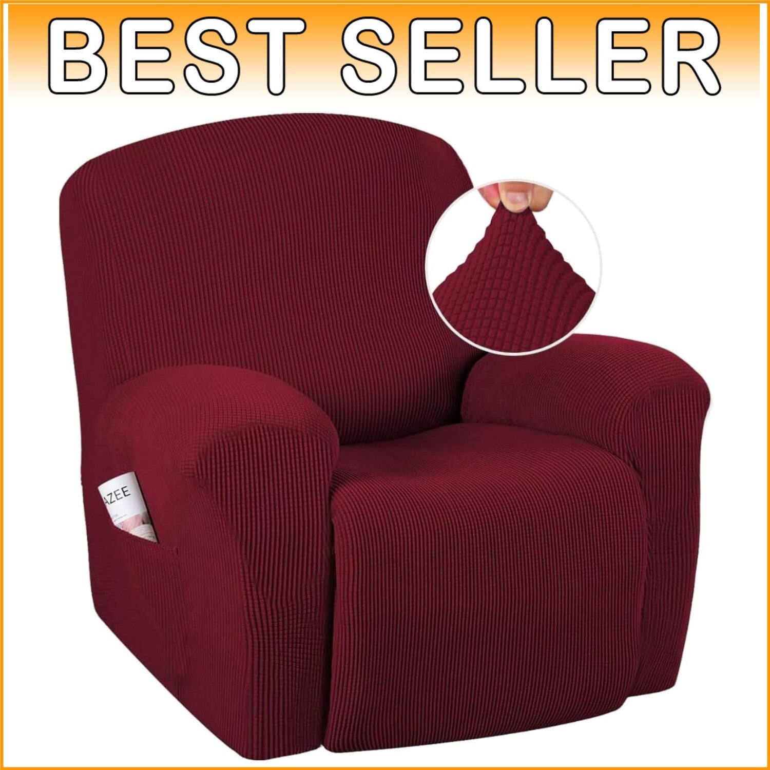 Non-Slip Burgundy Recliner Cover for Standard & Electric Chairs - 1 Pack