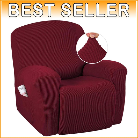Non-Slip Burgundy Recliner Cover for Standard & Electric Chairs - 1 Pack