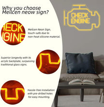 Load image into Gallery viewer, USB Powered LED Check Engine Neon Wall Sign - Perfect for Garages &amp; Workshops