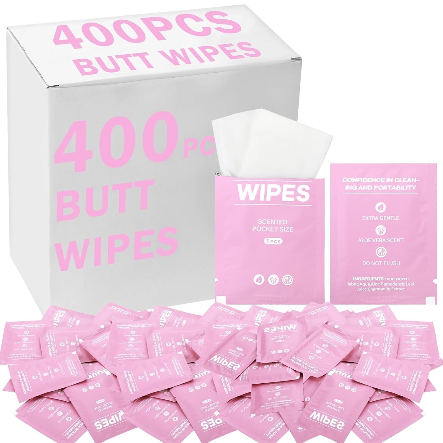 400 Individually Wrapped Wet Wipes - Soft & Alcohol-Free for Travel & Daily Use