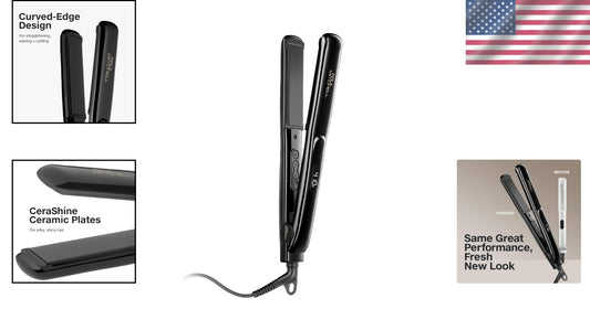 1" Ceramic Flat Iron with Adjustable Heat for Curling and Straightening Hair