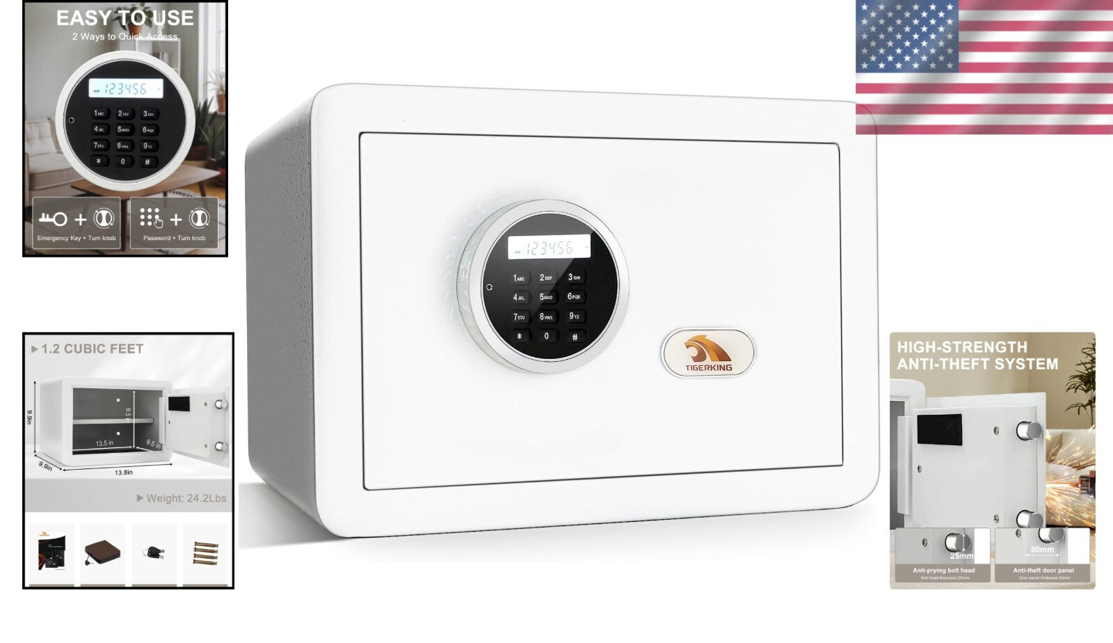 Secure 1.2 Cu Ft Home Safe with Digital Lock, Perfect for Renters & Students