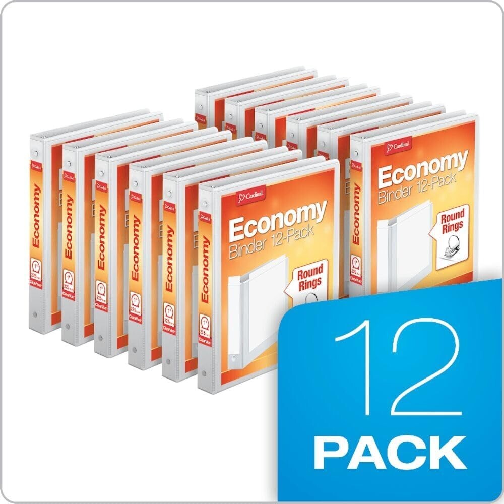 Economical 12-Pack of ClearVue 1-Inch Round Ring Binders with XtraLife Cover
