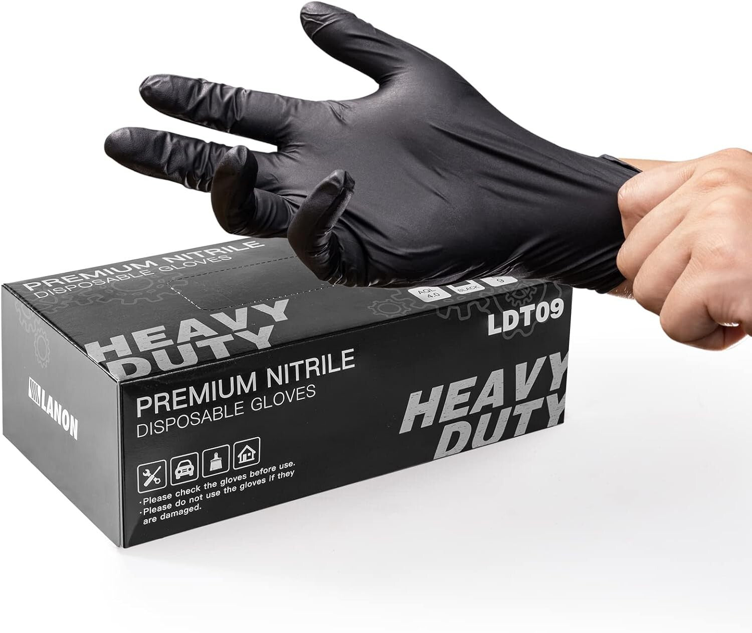 6-Mil Heavy-Duty Black Nitrile Disposable Gloves - Food-Safe, 1000 Pack, Small