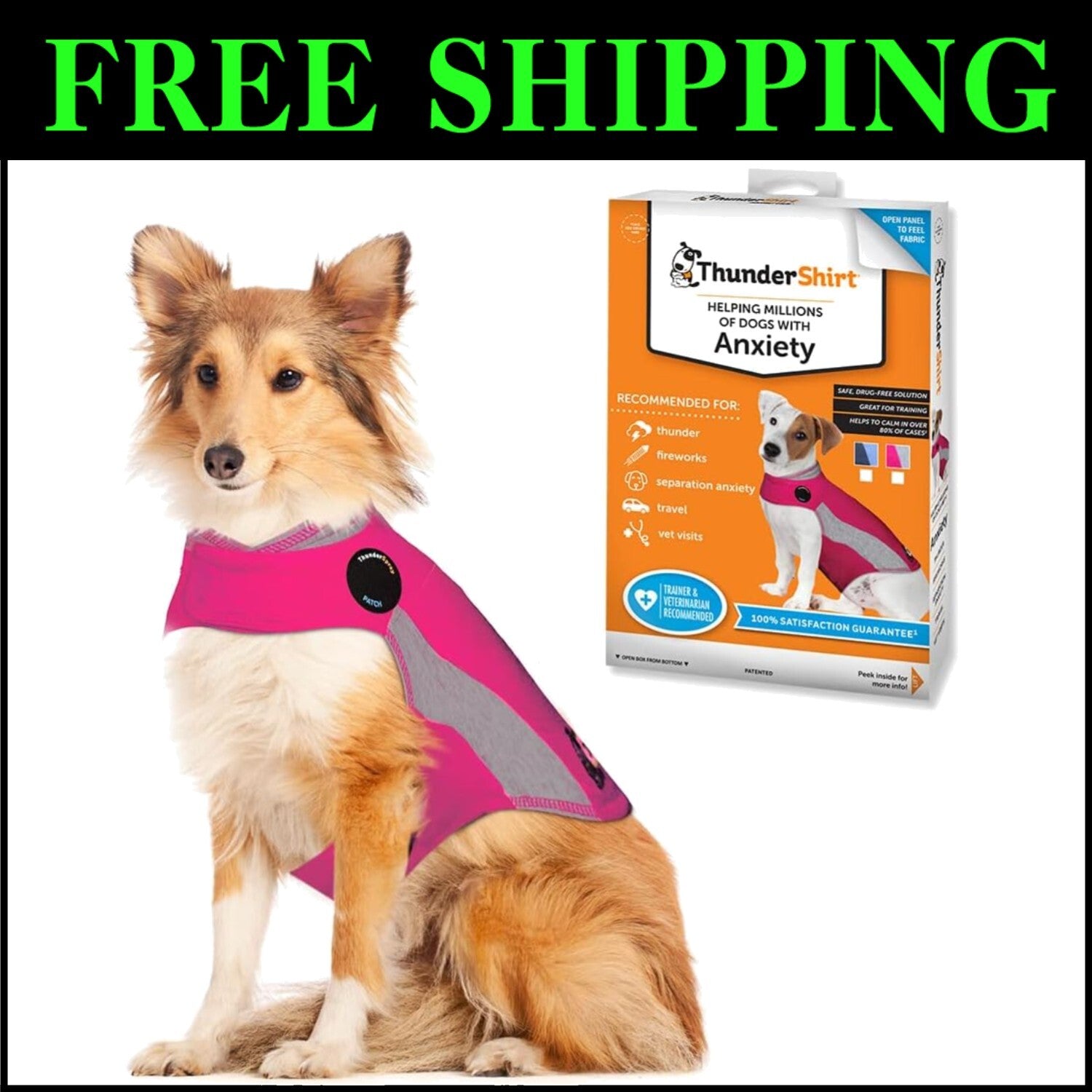 Veterinarian Recommended Dog Anxiety Jacket, Pink, Large – Stress-Free Solution!