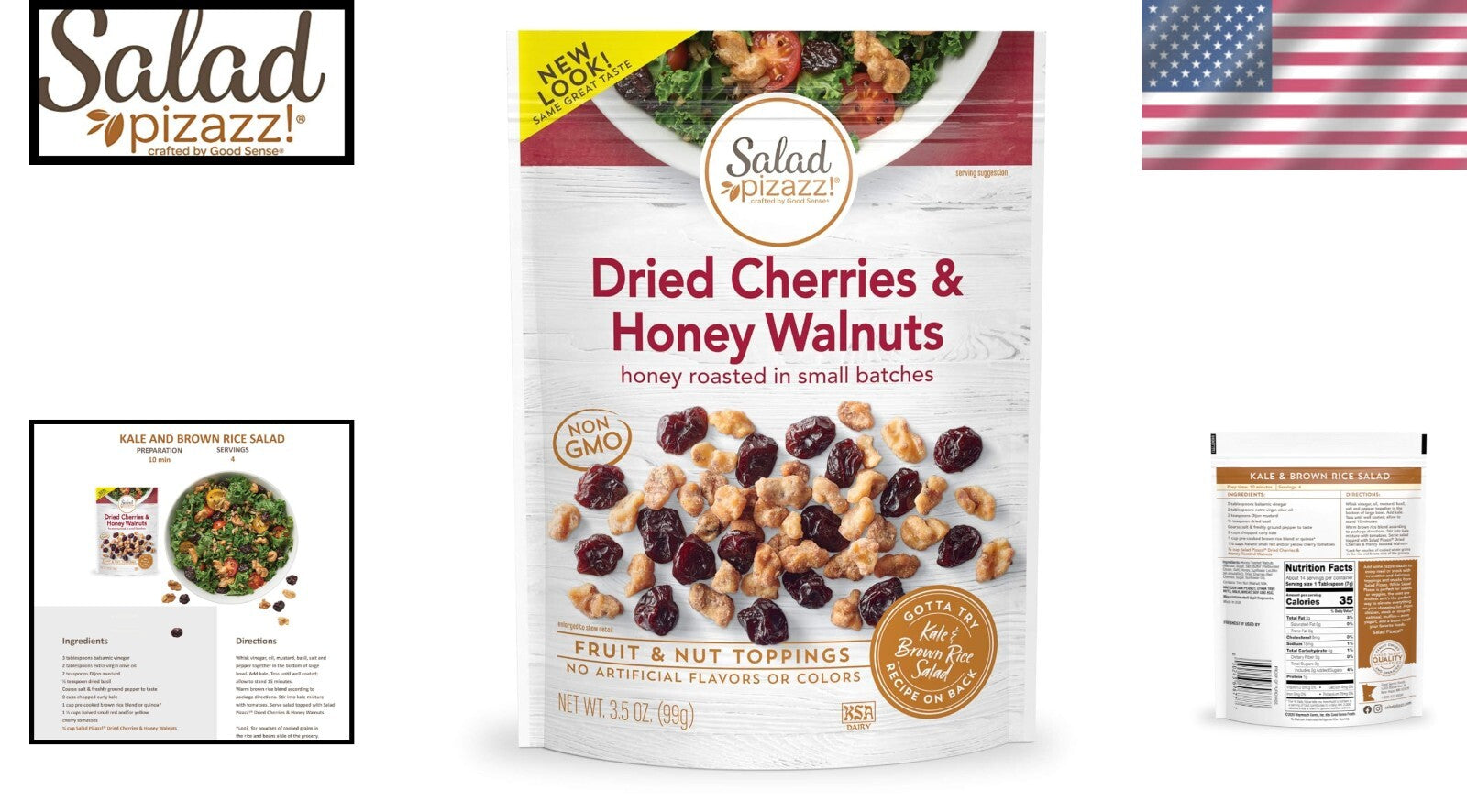 Delicious Salad Pizzazz! Pack of 12 Resealable Bags of Dried Cherries & Walnuts