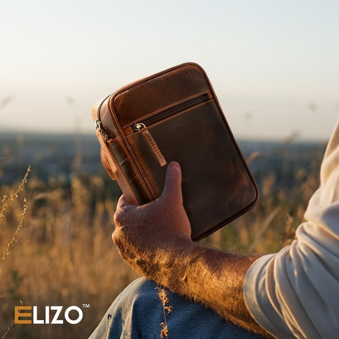 Durable Top Grain Leather Bible Carrying Case with Zipper - Perfect Gift Idea