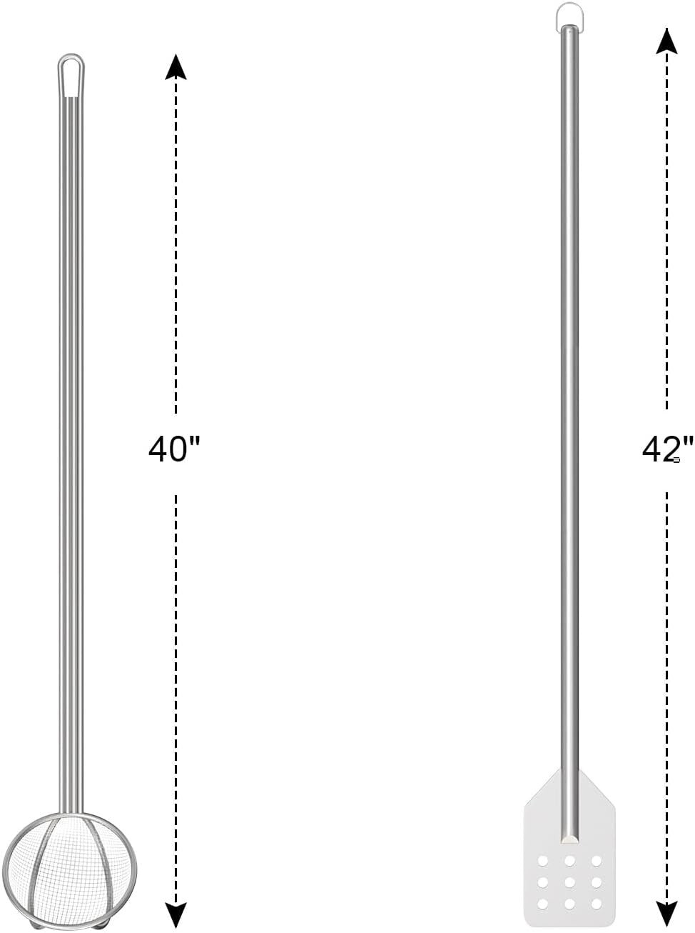 42" Stainless Steel Stirring Paddle & 40" Mesh Skimmer Cooking Set