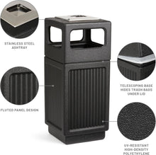 Load image into Gallery viewer, Durable 15 Gallon Commercial Trash Can and Ashtray for Elegant Waste Disposal