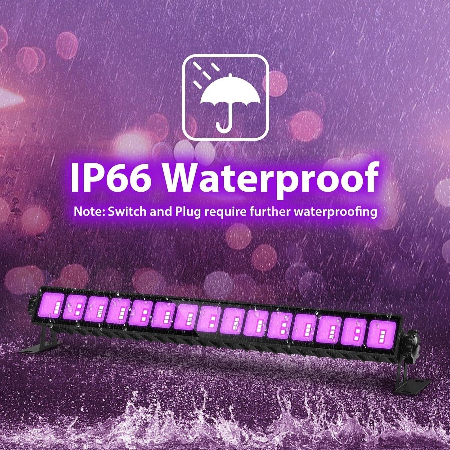 36W Waterproof Black Light Bar Set - Ideal for Games and Fluorescent Art