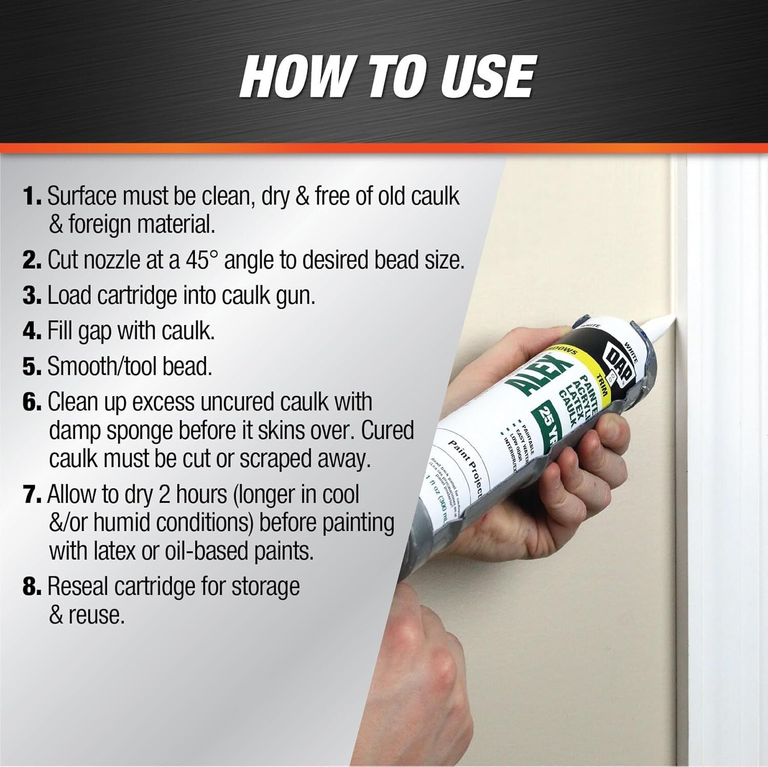 All-Purpose White Acrylic Latex Caulk 10.1 Oz - Paintable & Weather-Resistant