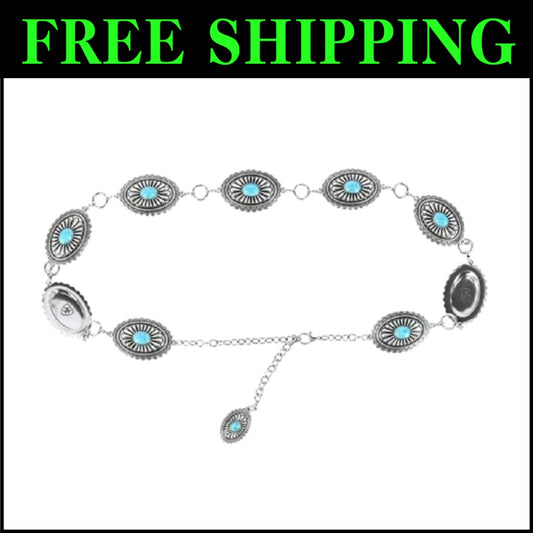 Stylish Silver Concho Belt with Black Center Stones for Modern Western Elegance