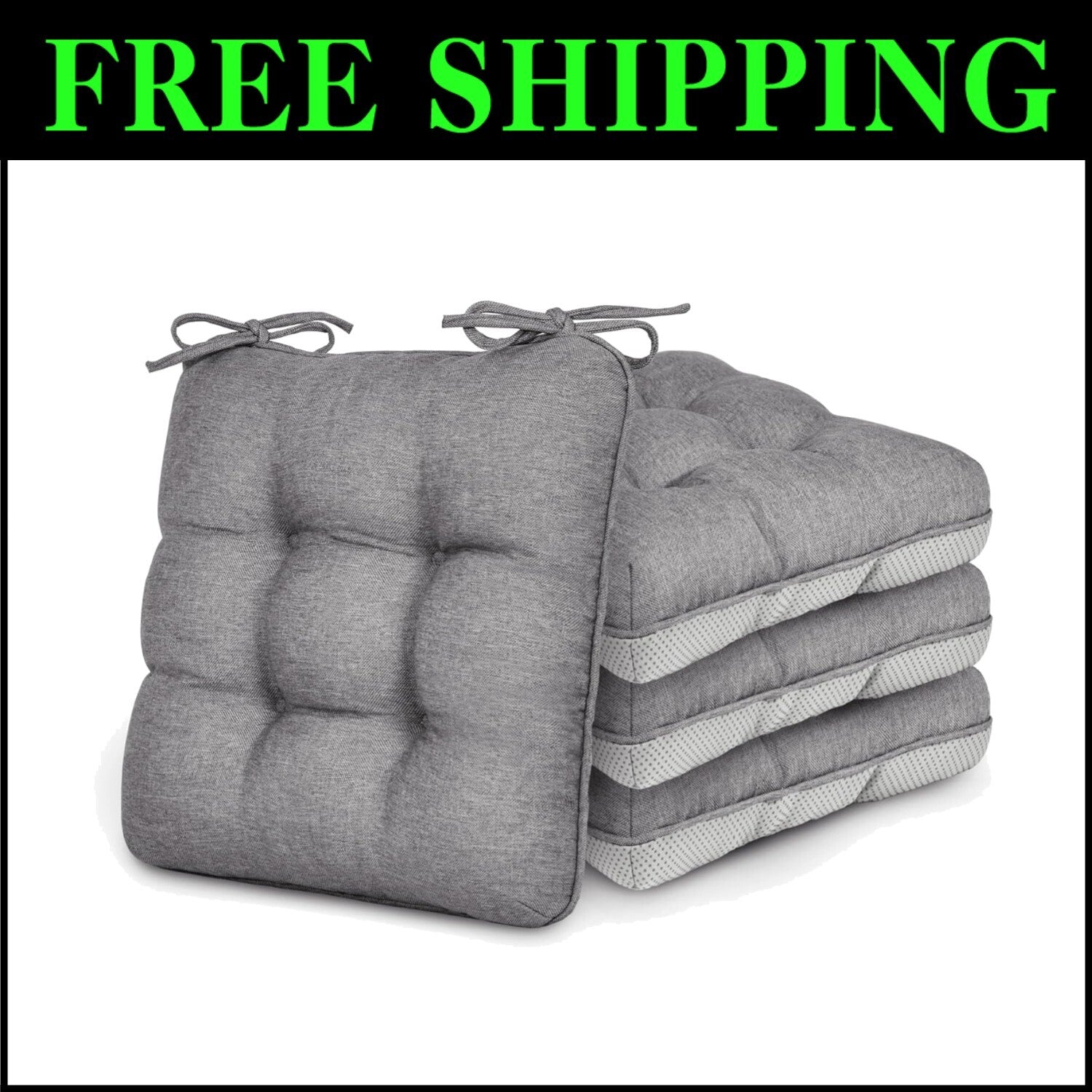 15.5" Square Memory Foam Seat Cushions - Indoor/Outdoor Plush Pads - 4 Pack