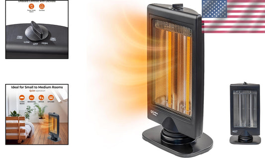 Sleek 800W Halogen Space Heater with Adjustable Tilt and Overheat Protection