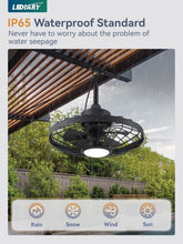 Load image into Gallery viewer, Versatile 20" Caged Ceiling Fan for Patios with Remote &amp; Adjustable LED Light