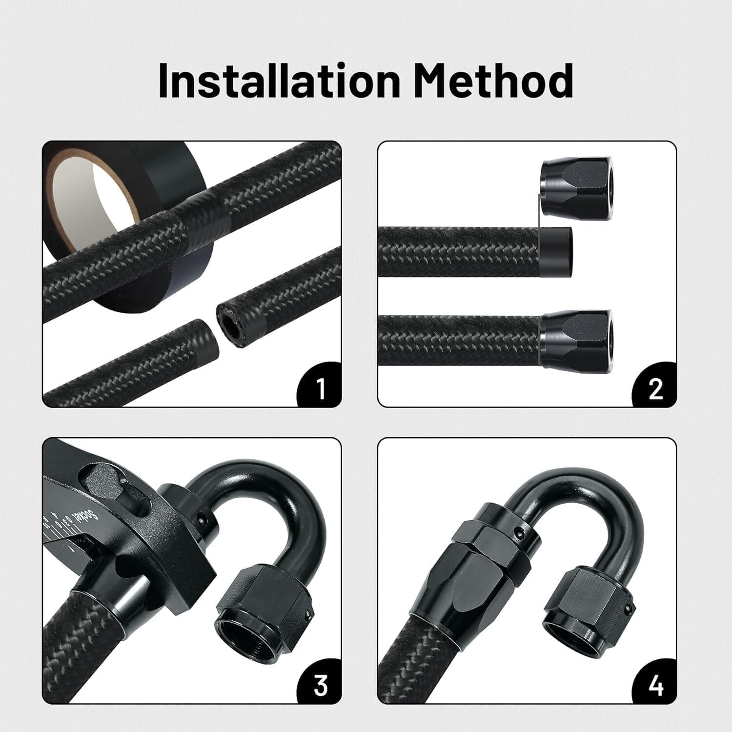 10FT High-Performance 4AN Fuel Hose Kit - CPE Synthetic Rubber Braided Design