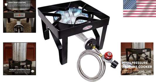 Durable Outdoor Propane Burner with Steel Braided Hose – 0-20 PSI Regulator