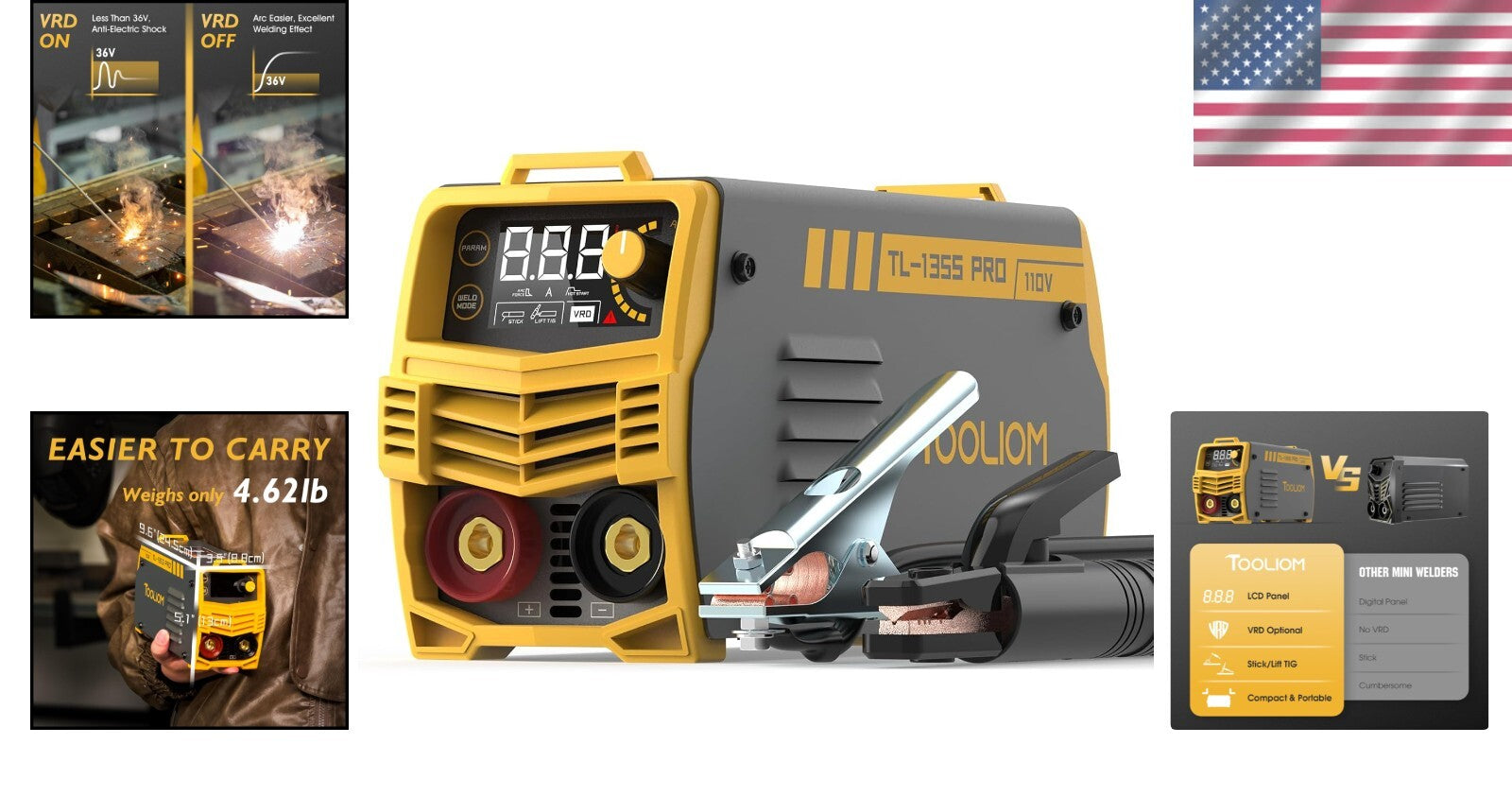 135A Stick Welder Machine with IGBT Inverter - Portable for Easy Job Site Use