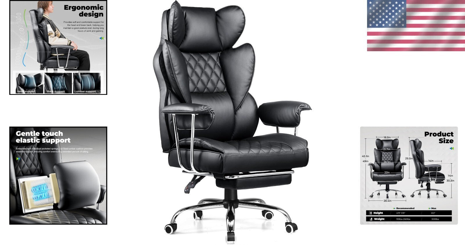 Big & Tall Executive Chair with Soft Armrests, Adjustable & Versatile