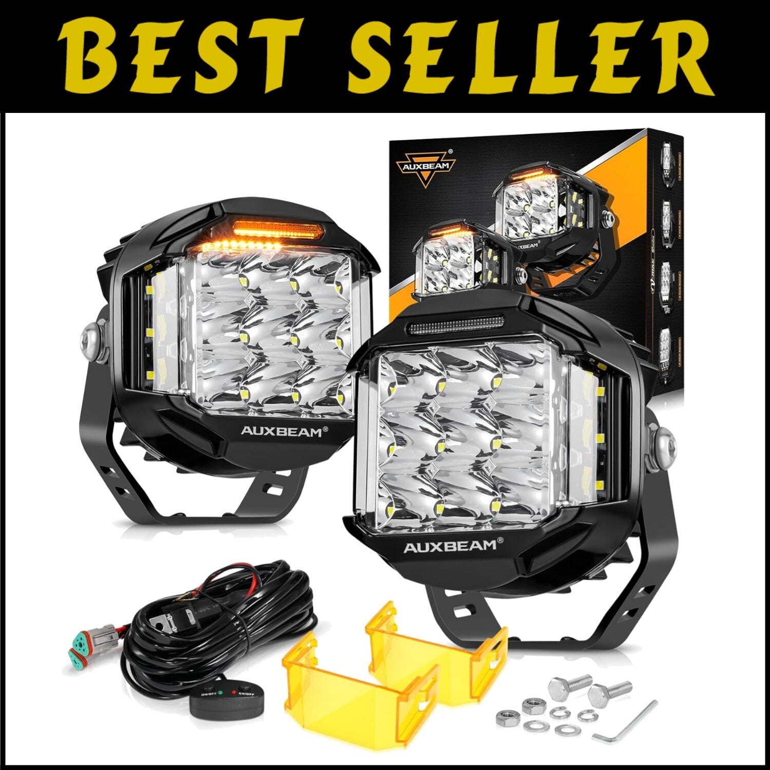 Off-Road 5 in 168W LED Light Pods - Amber DRL Driving Lights for Trucks & SUVs