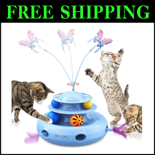 Rechargeable Touch-Activated Cat Toy: 4-in-1 Game with Feather Movement & Balls