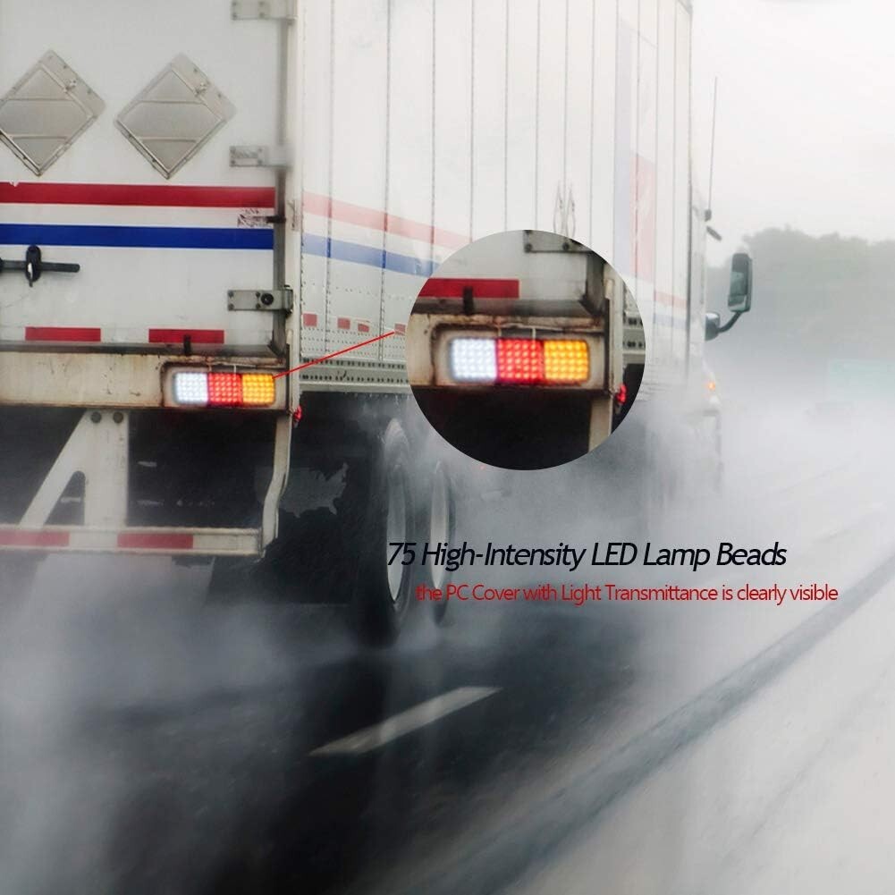 Multi-Function 75 LED Waterproof Trailer Lights - Brake, Tail, Signal Lights Set