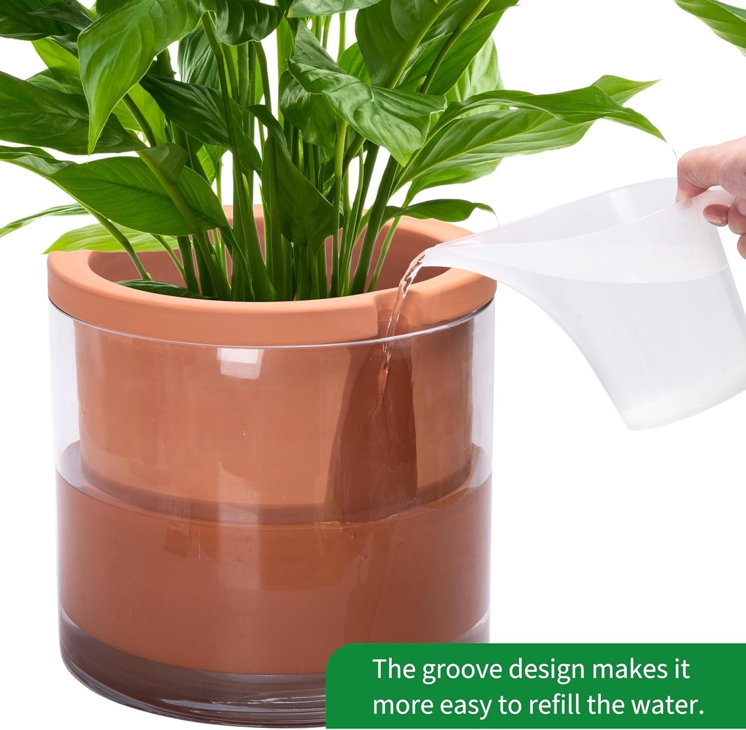 10 Inch Resin White Terracotta Self-Watering Pot - Perfect for Indoor Plants