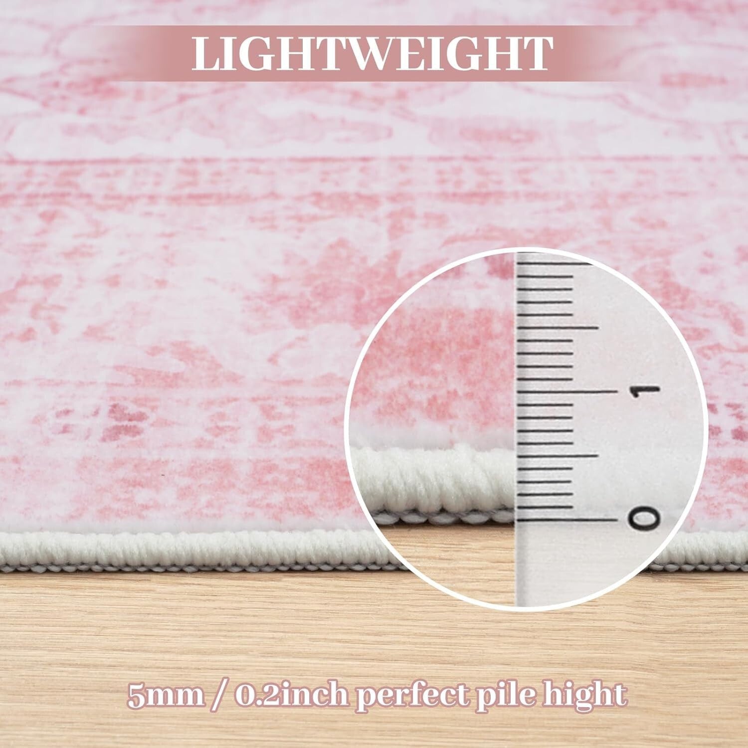 Elegant 8x10 Pink Floral Area Rug - Soft Washable Faux Wool for Living Spaces