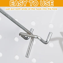 Load image into Gallery viewer, Space-Saving 10-Inch Adjustable Pegboard Hooks - 100 Piece Stainless Steel Set