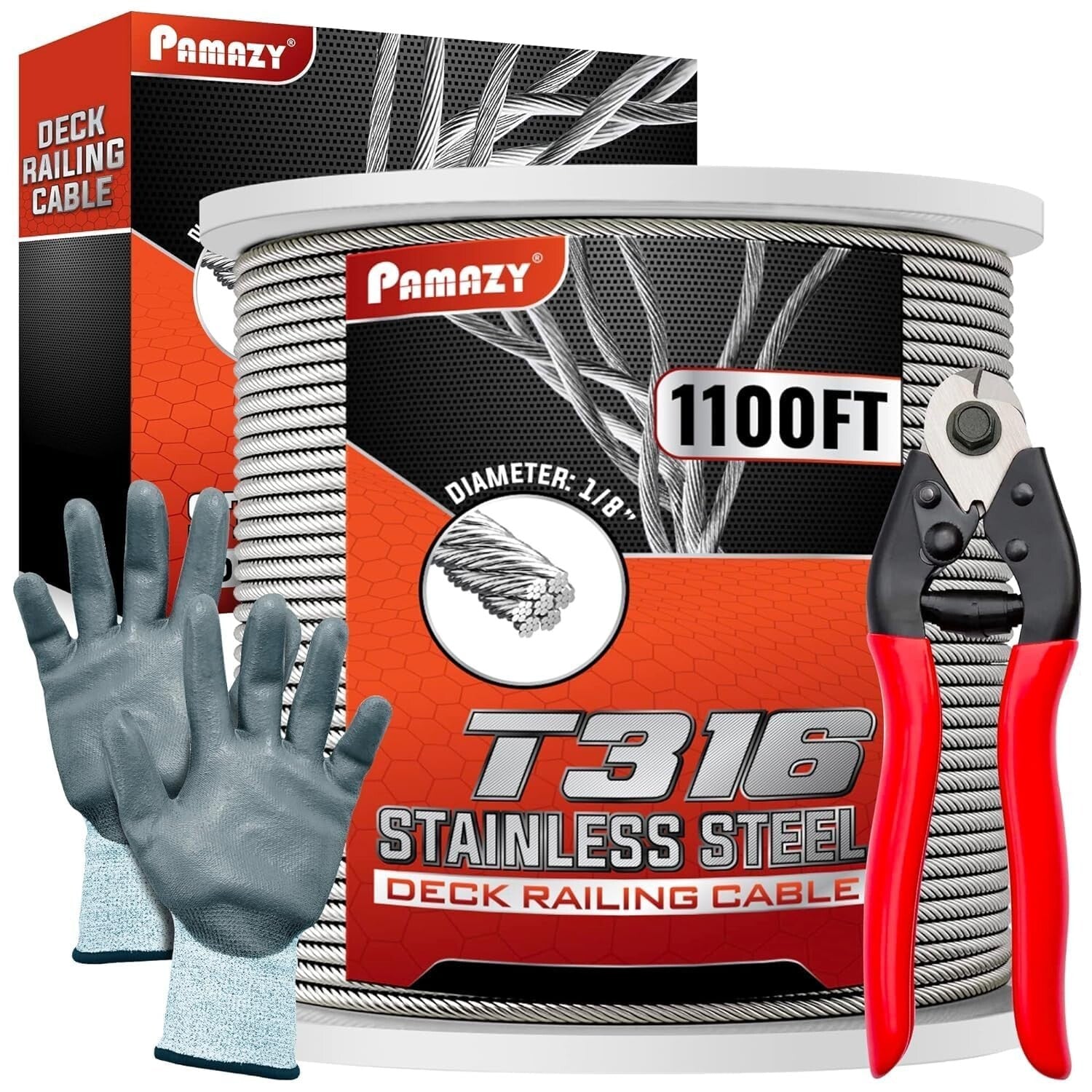 Heavy-Duty 1100FT Deck Cable Railing System with Cable Cutter for Easy Install