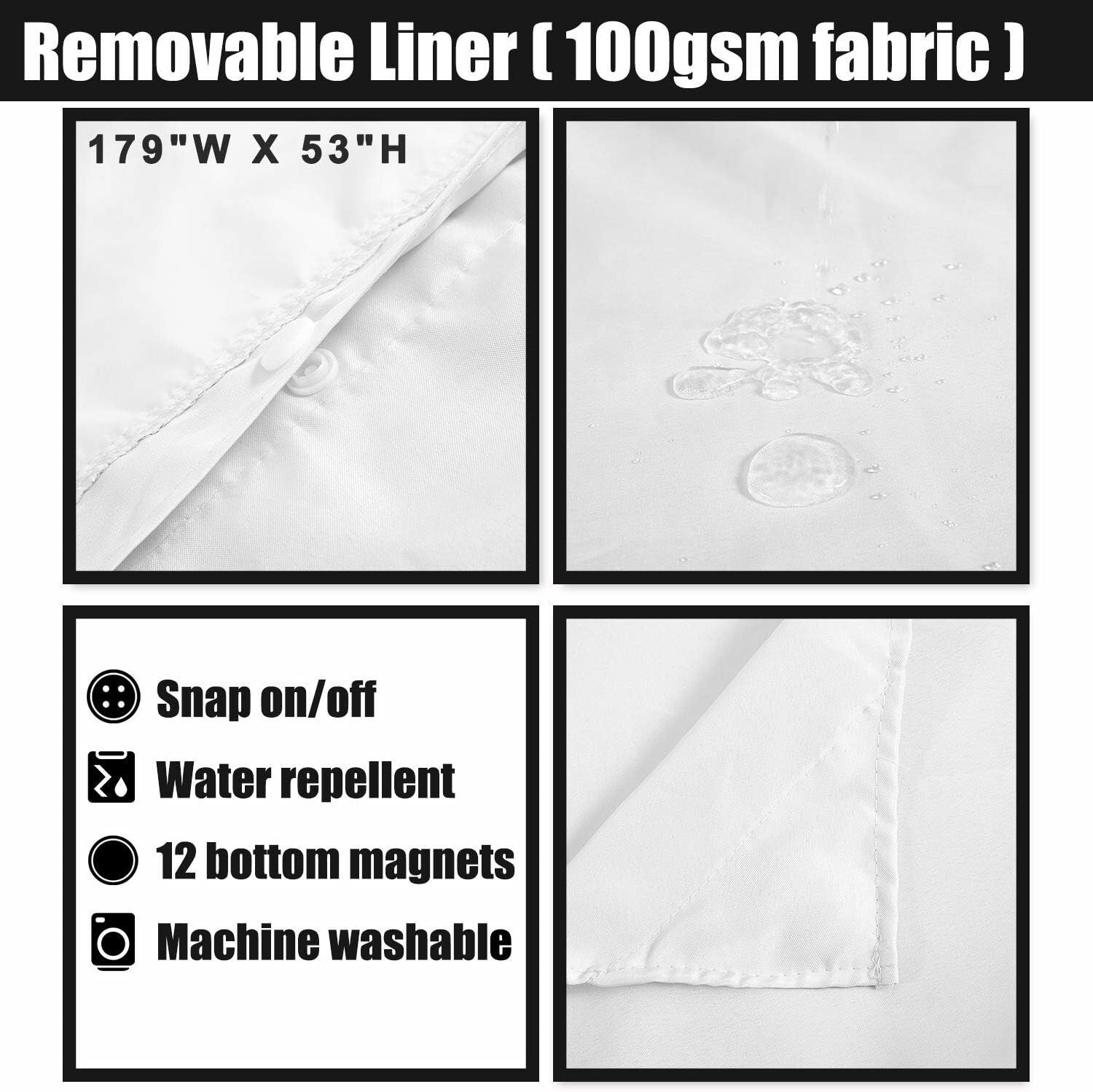 180" x 70" Waffle Weave Shower Curtain with Mesh Window & Detachable Liner