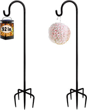 Load image into Gallery viewer, Rust-Resistant Adjustable Shepherd Hooks, 92" High with 5 Base Prongs - Black