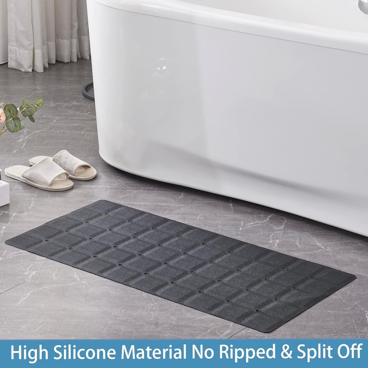 Durable Heavy Duty 35.8” Silicone Bath Mat - Foldable Lightweight Comfort