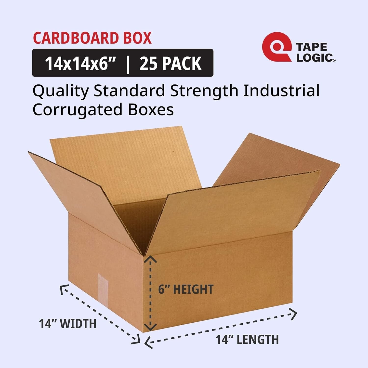 Versatile 14x14x6 Corrugated Cardboard Boxes | Heavy-Duty, Reusable, 25 Pack