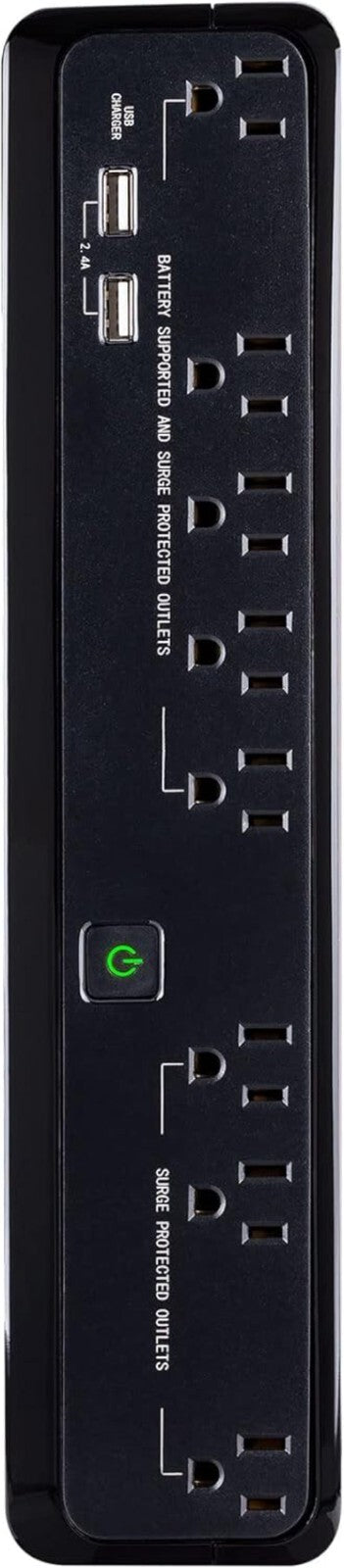 Compact 700VA UPS with Surge Protection & USB Charging - Black Power Supply