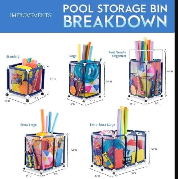 Portable XX-Large Pool Storage Bin with Quick Dry Mesh for Toys and Accessories