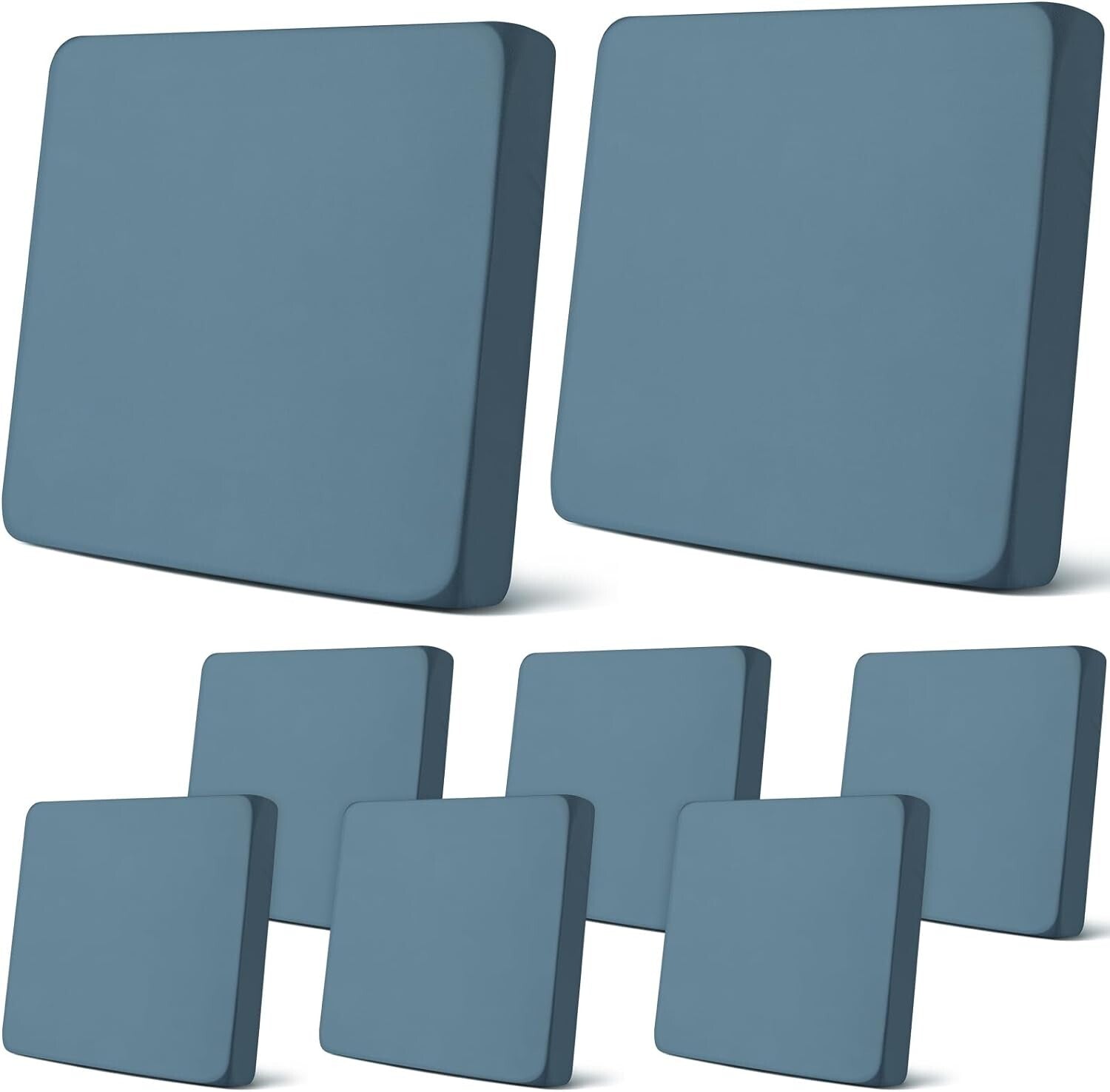 Durable Waterproof Sofa Cushion Covers Set - 8Pcs Gray Blue Comfort Protectors