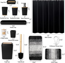 Load image into Gallery viewer, 24-Piece Luxury Bathroom Set with Waterproof Shower Curtain &amp; Rugs - Black/White