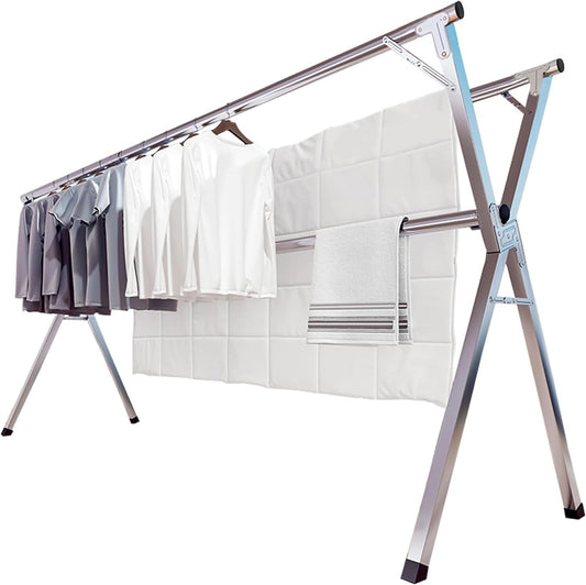 Collapsible 79" Clothes Drying Rack with 20 Hooks - Lightweight & Portable