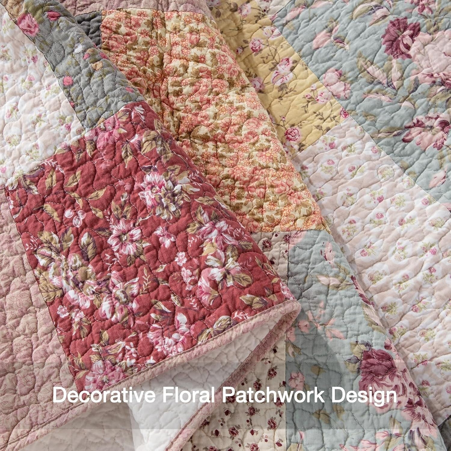 Machine Washable 100% Cotton King Quilt – Luxury Boho Floral Design 110x96"