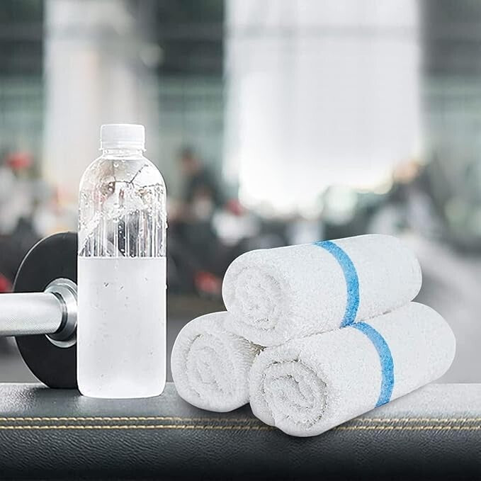 Durable Lint-Free 60 Pack of Blue Stripe Terry Towels - Eco-Friendly Solution