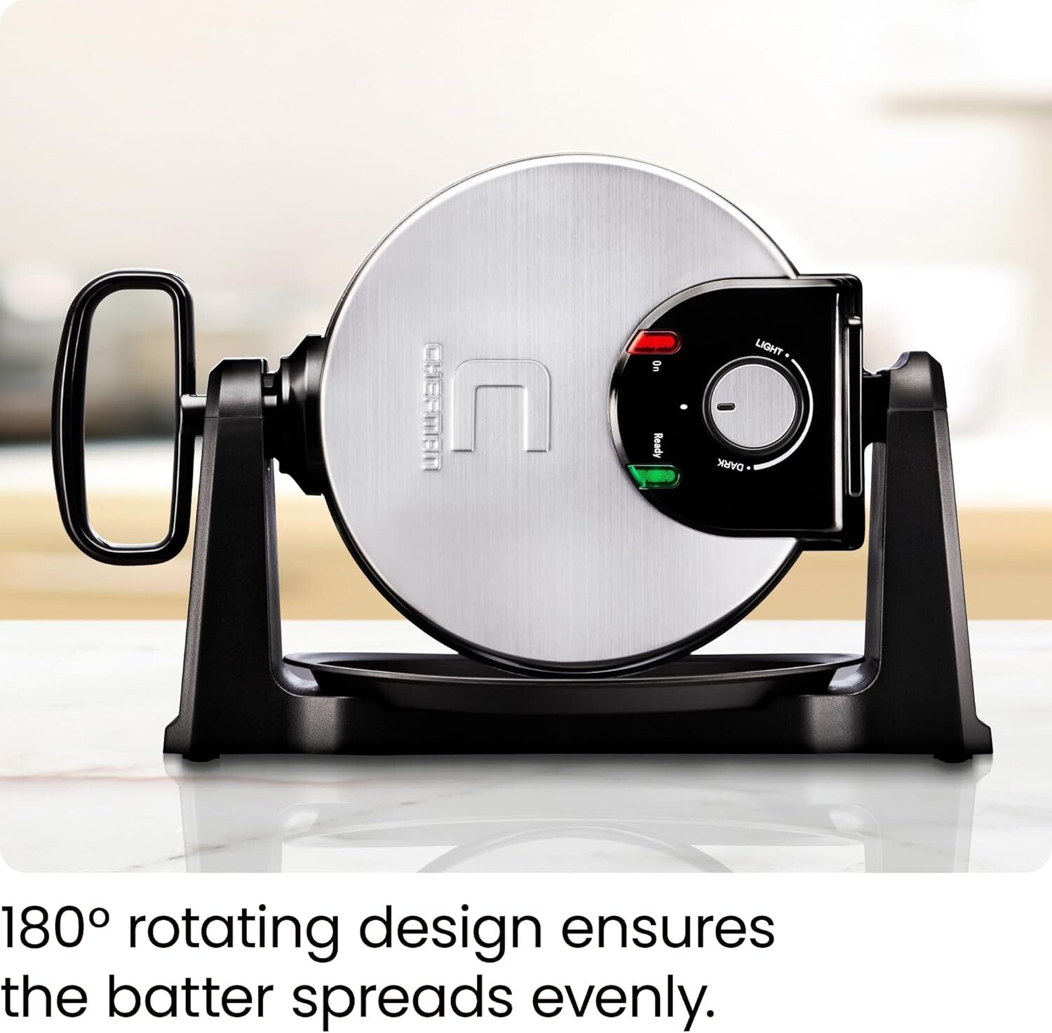 Adjustable Timer Waffle Iron with Space-Saving Design for Perfect Breakfasts