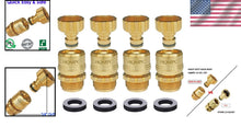 Load image into Gallery viewer, Durable Solid Brass 3/4 Inch GHT Quick Connect Garden Hose Connectors - 4 Pack