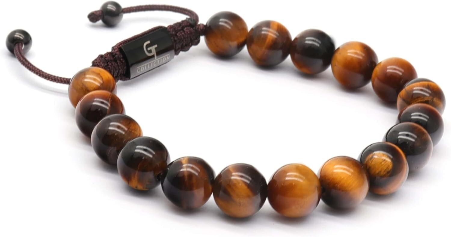 Handcrafted Tiger Eye Beaded Bracelet for Men - Adjustable Fashion Accessory