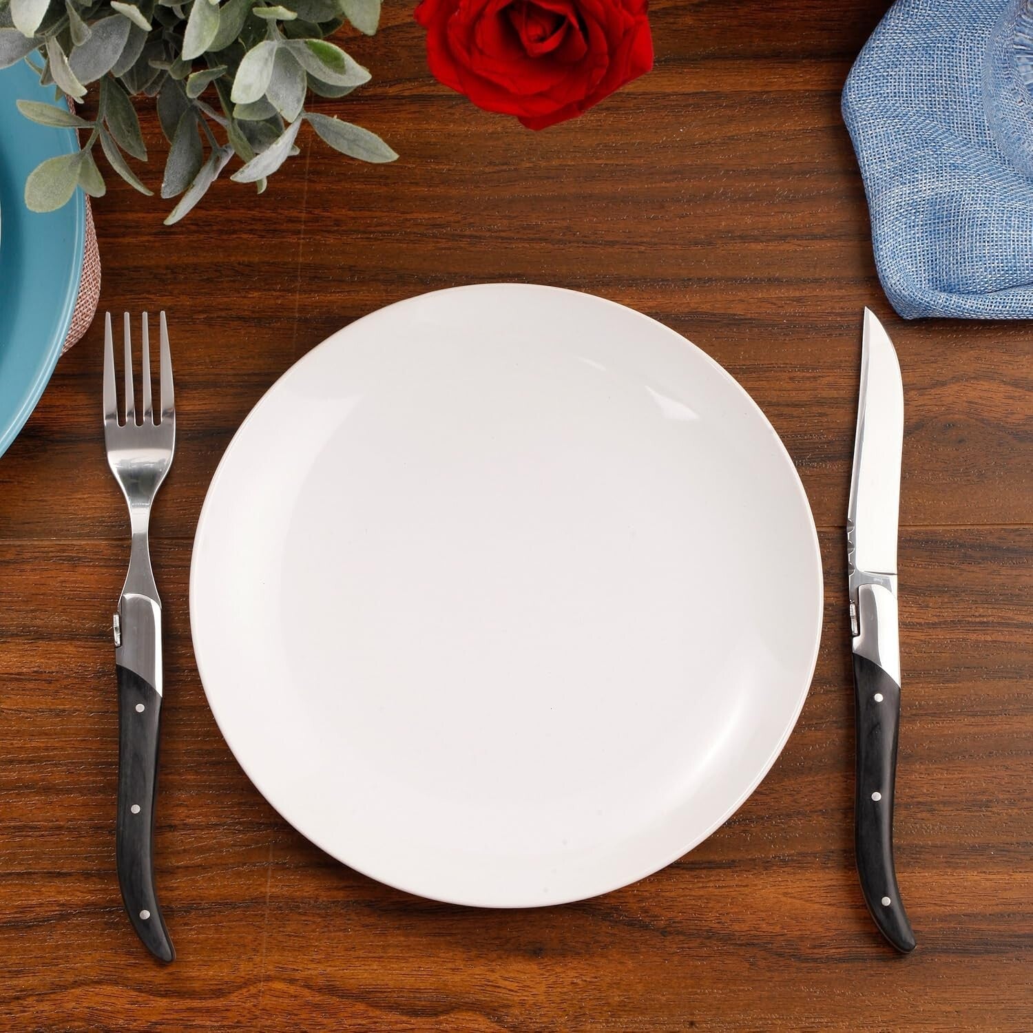 Premium Laguiole Steak Knife Set – 6 Stainless Steel Knives with Wood Finishes