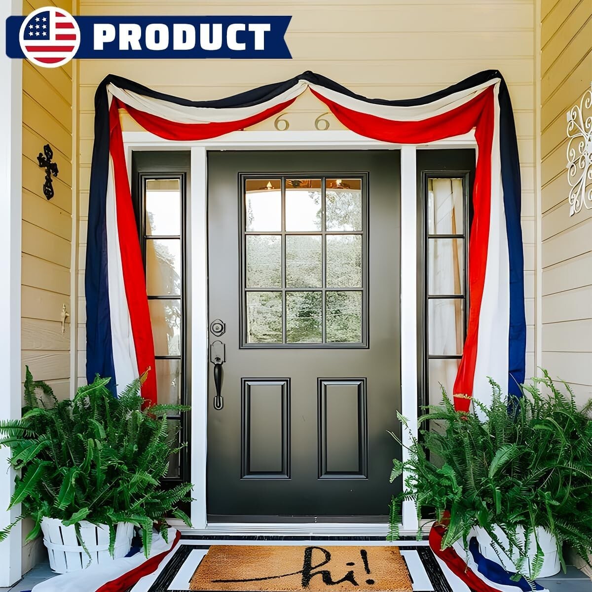 4-Pack Patriotic Bunting Flags - 2" x 20Ft Red, White & Blue for Celebrations